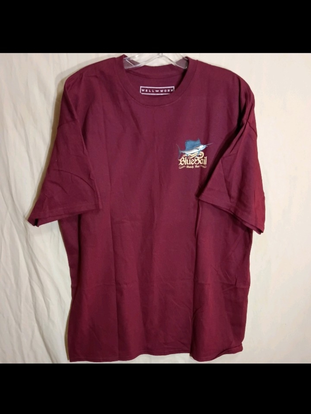 Well Worn Men's S/S Blue Sail Beach Bar Graphic T-Shirt JL3 Marron Color Size XL